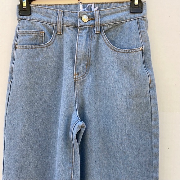 Princess Polly Womens Size 2 Rosalie light blue straight leg mid rise jeans - Picture 4 of 9